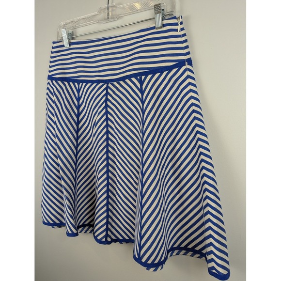 Finity Women's Flared Skirt Blue‎ White Stripes 8 Nautical Retro Chevron Lined - Picture 2 of 11